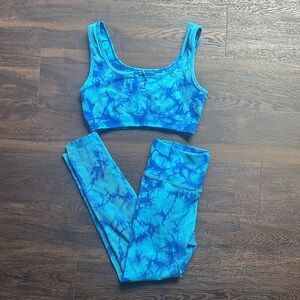 HALARA Blue Tie-Dye Sports Bra and Leggings Set